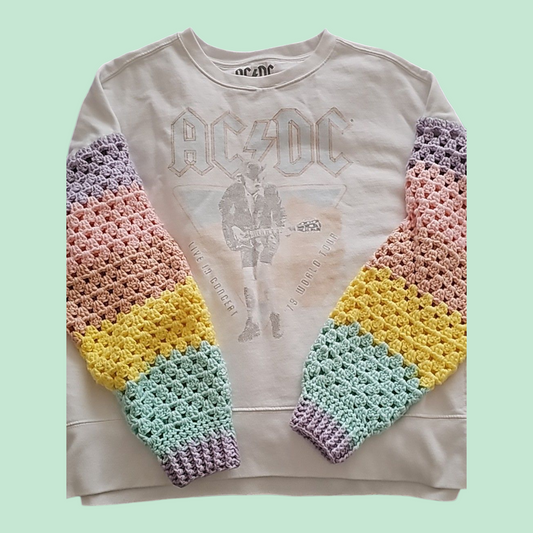 ACDC Crochet Sleeve Sweatshirt